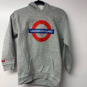 London Underground Kids Hoodie 11-13 Grey TfL Tube Hoodie Official Sweatshirt N